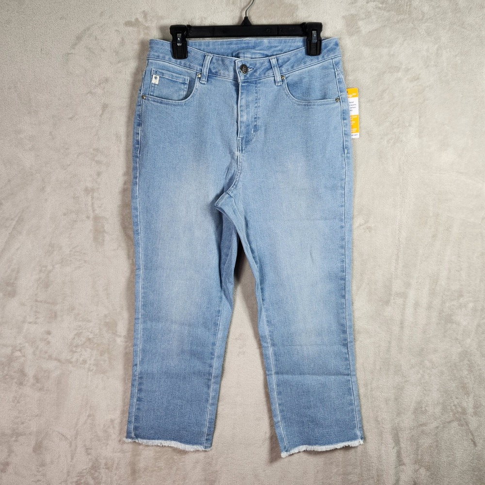 Belle by Kim Gravel Capri Womens 6 Tall Light Wash TruTemp Frayed Hem A601117